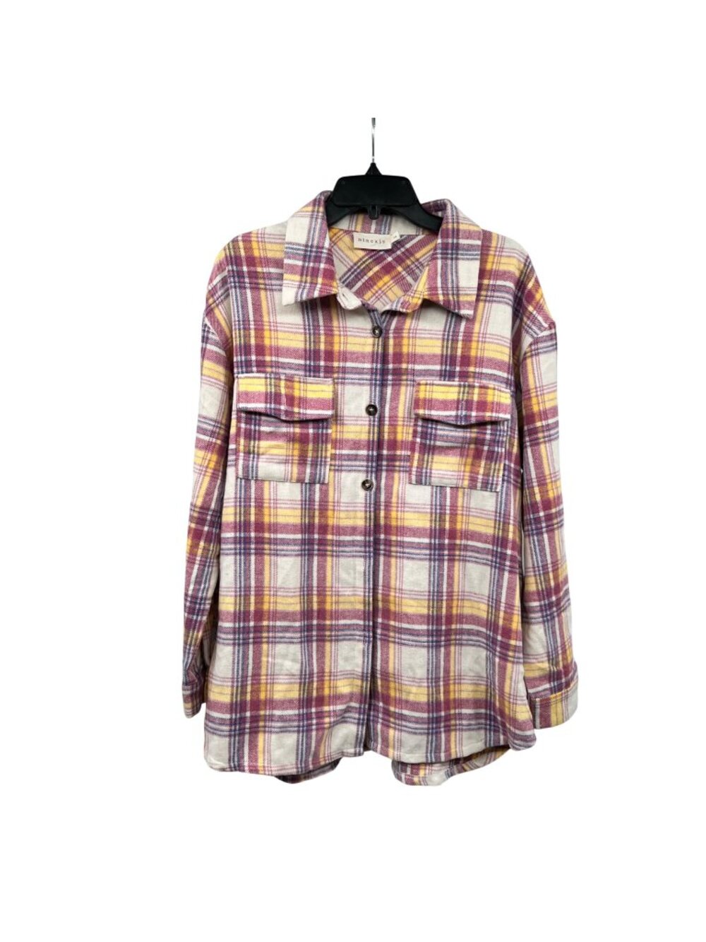 Ninexis Womens Plaid Flannel Button Up Top Multicolor Size S/M